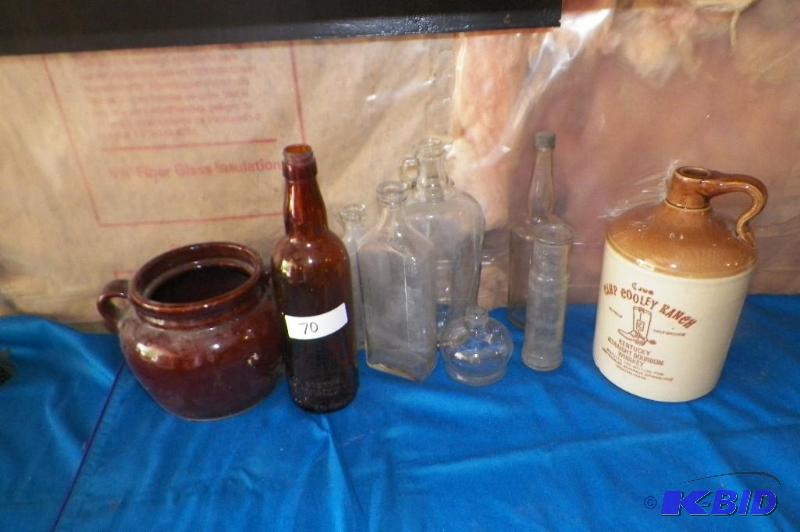 lot 70 image: Bean Pot, Bottles, & Crock