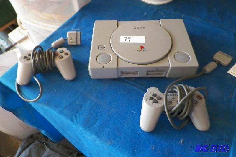 lot 79 image: Playstation 1 w2 Controllers. Works But No Power or RCA Cords