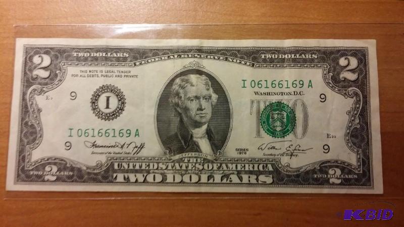 1976 US TWO DOLLAR NOTE RED SEAL...