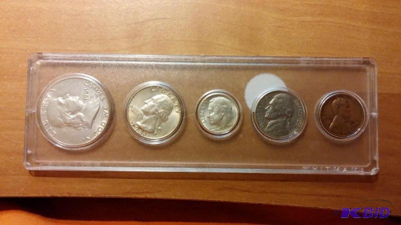 1961 COIN SET SILVER HALF DOLLAR, SILVER QUAR...