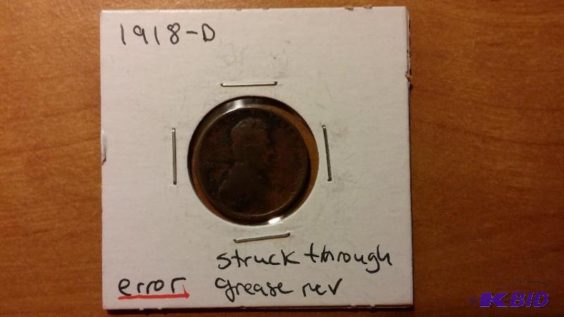 1918-D LINCOLN WHEAT CENT ONE CENT COIN ERROR...