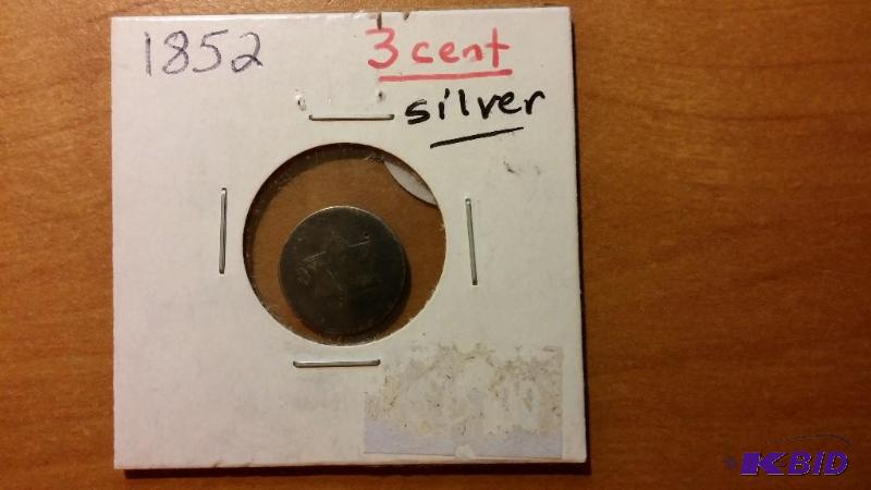 1852 THREE CENT SILVER COIN...