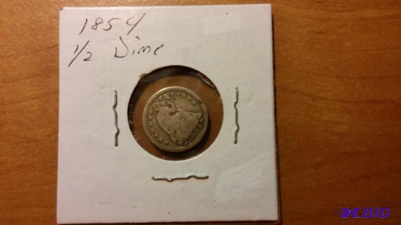 1854 HALF DIME SILVER COIN...