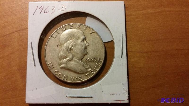 1963-D SILVER FRANKLIN HALF DOLLAR COIN...
