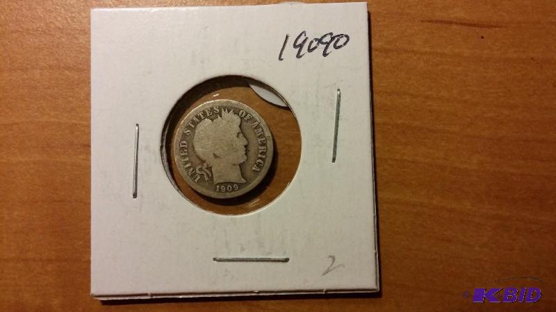 1909-O, NEW ORLEANS MINT BARBER DIME TEN CENT...