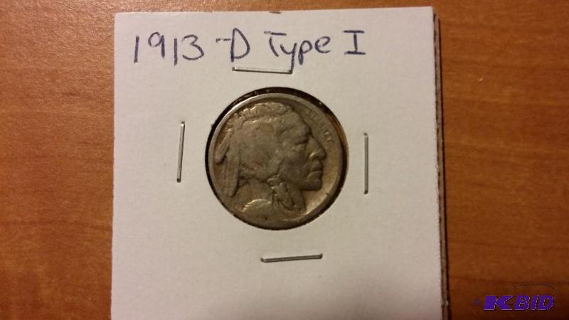 1913-D BUFFALO NICKEL FIVE CENT COIN...