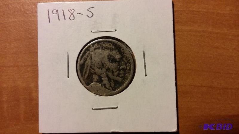 1918-S BUFFALO NICKEL FIVE CENT COIN...