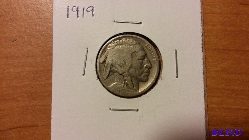 1919 BUFFALO NICKEL FIVE CENT COIN...