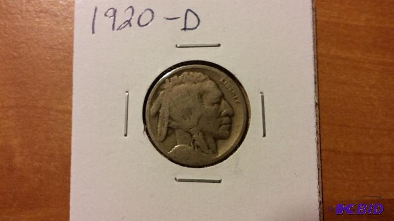 1920-D BUFFALO NICKEL FIVE CENT COIN...