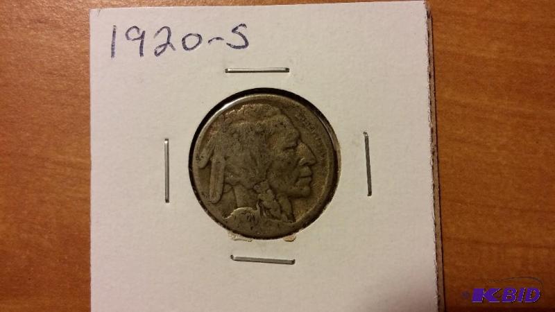 1920-S BUFFALO NICKEL FIVE CENT COIN...