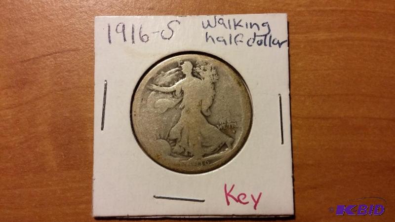 1916-S OBV WALKING HALF DOLLAR KEY DATE...