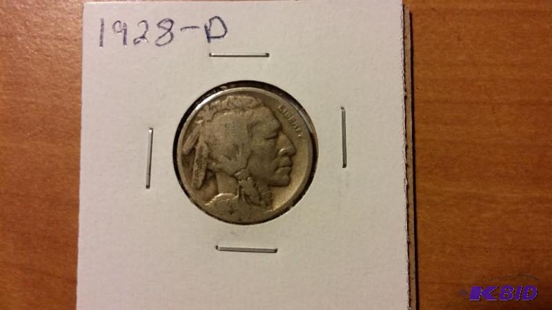 1928-D BUFFALO NICKEL FIVE CENT COIN...