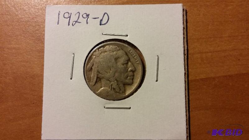 1929-D BUFFALO NICKEL FIVE CENT COIN...