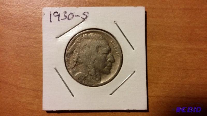 1930-S BUFFALO NICKEL FIVE CENT COIN...
