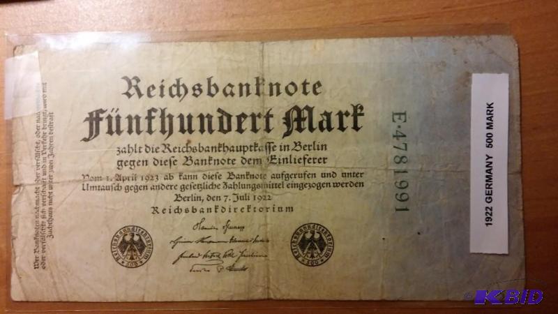 1922 GERMAN 500 MARK NOTE...