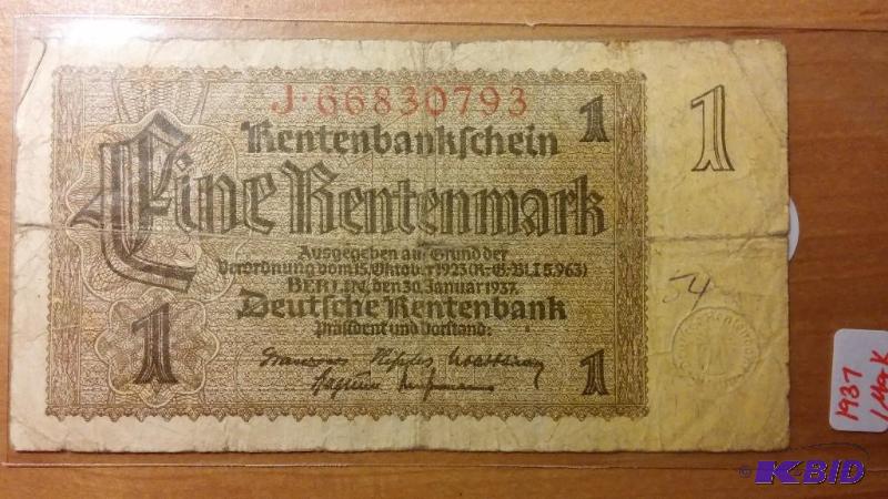 1937 GERMAN 1 MARK NOTE...