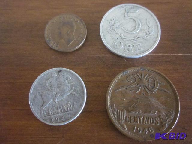 lot 10 image: Mixed lot of 1940s Foreign coins, Espana, Da...