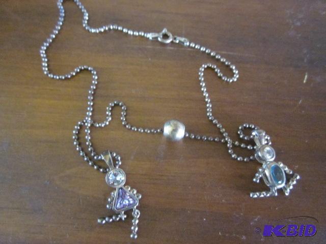 lot 16 image: Sterling silver beaded necklace with sterling...