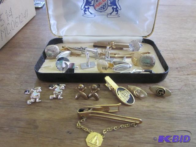 lot 19 image: Large lot of vintage cufflinks & tie clip...