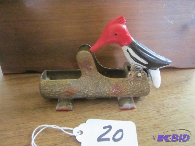 lot 20 image: Vintage antique metal red headed wood pecker ...