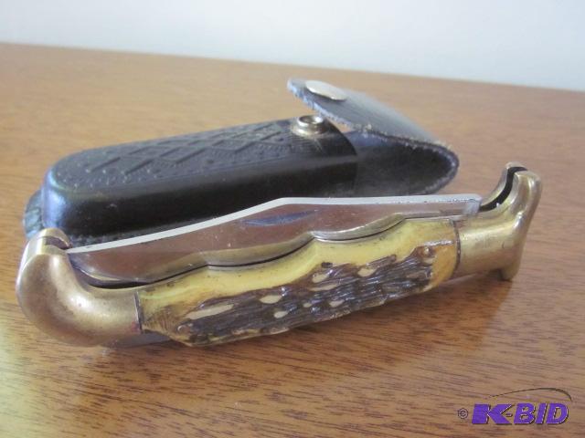 lot 33 image: Old pocket knife with resin or bone handle.&n...