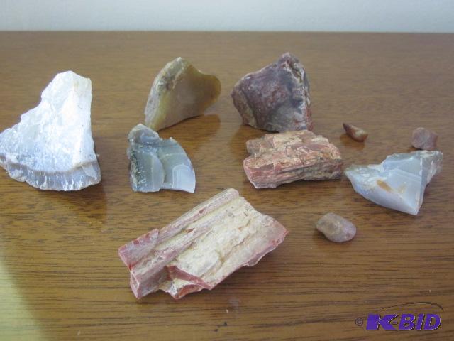 lot 36 image: Lot of petrified wood and gemstones....