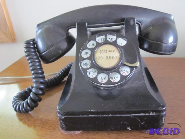 lot 50 image: Antique Western Electric phone, metal case, m...