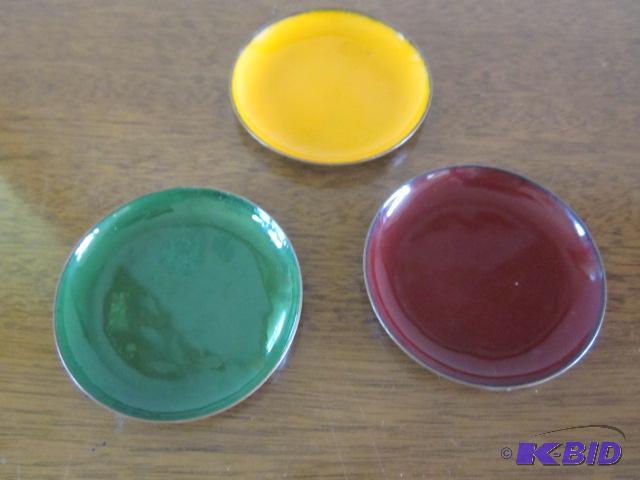 lot 58 image: (3) enamel over copper small plates....