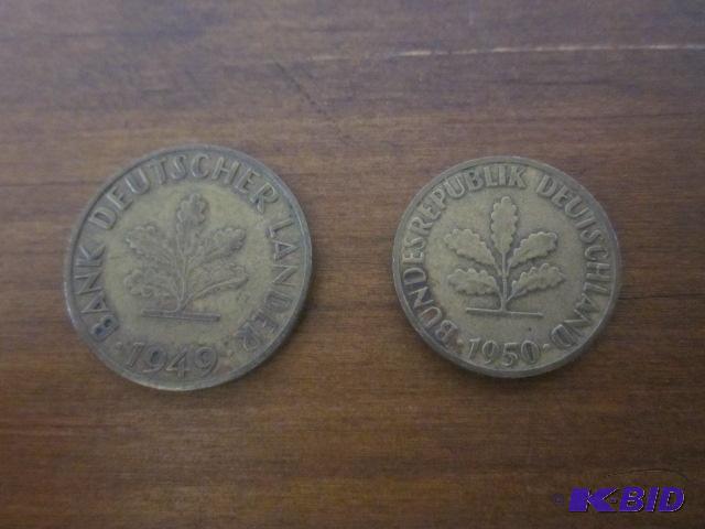 lot 6 image: 1949 and 1950 Deutsch Land 10 and 5 PFENNIG c...