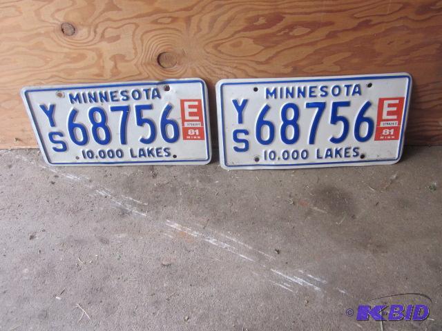 lot 81 image: Pair of 1981 Minnesota license plates....