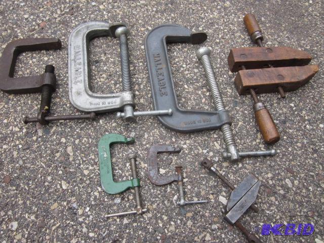 lot 87 image: Lot of metal and wood vices, all are marked.&...