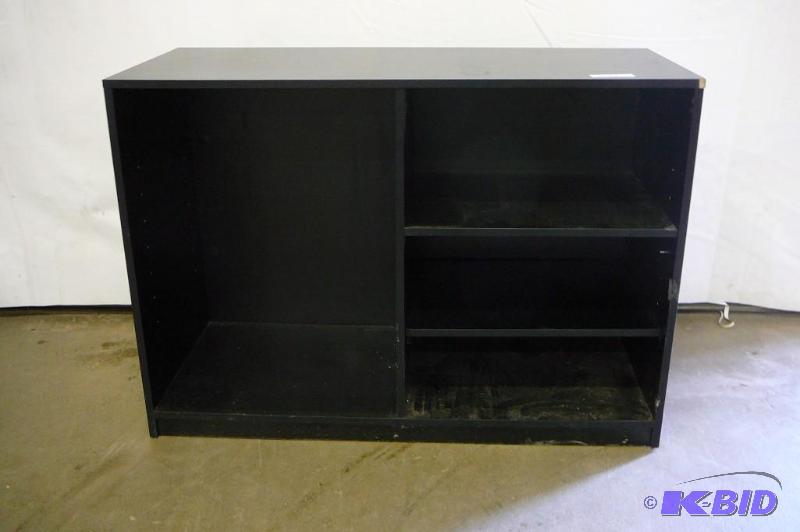 Wooden display cabinet with adjustable shelve...