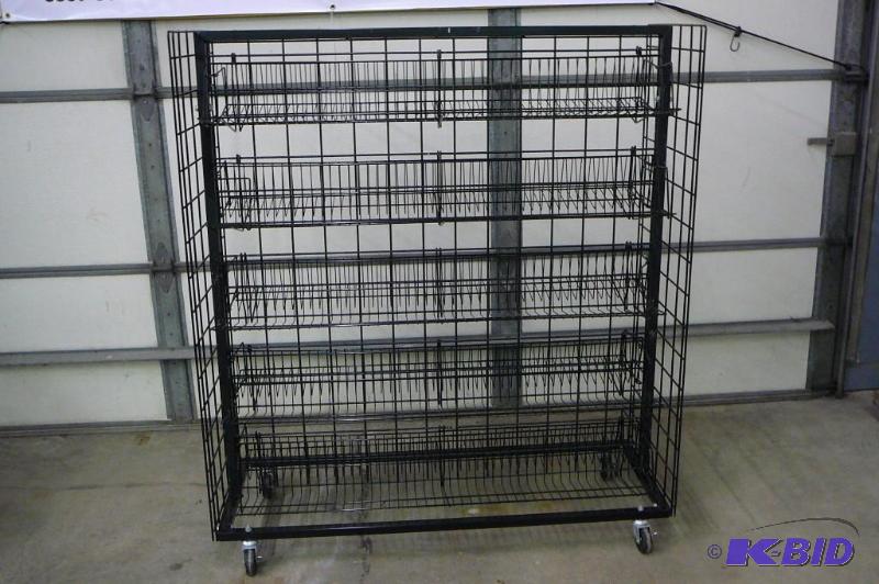 Steel racking on casters with 10 wire baskets...