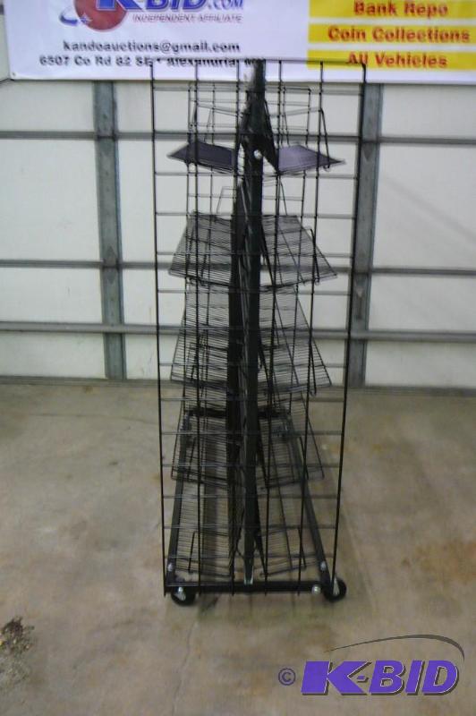 Steel racking on casters with&nbsp10 wire ba...