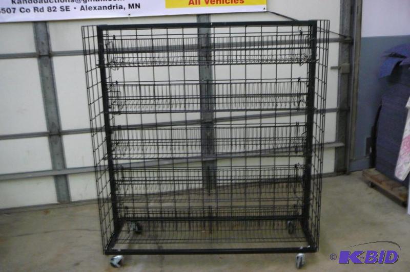 Steel racking on casters with&nbsp10 wire ba...