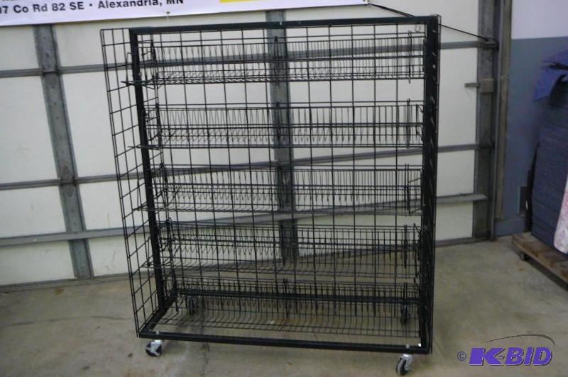 Steel racking on casters with&nbsp10 wire ba...