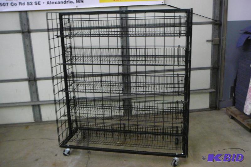 Steel racking on casters with&nbsp10 wire ba...
