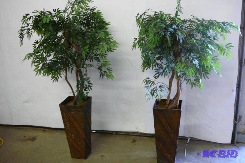 &nbspPair of potted plants fake 58&quot tal...