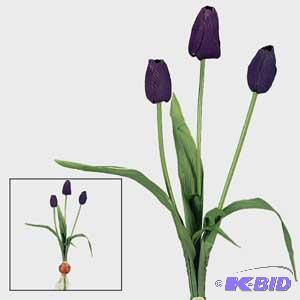 Beautiful silk floral purple tulip stems