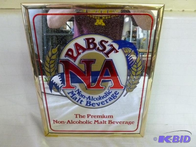 lot 176 image: Pabst NA framed beer mirror that measures 10&...