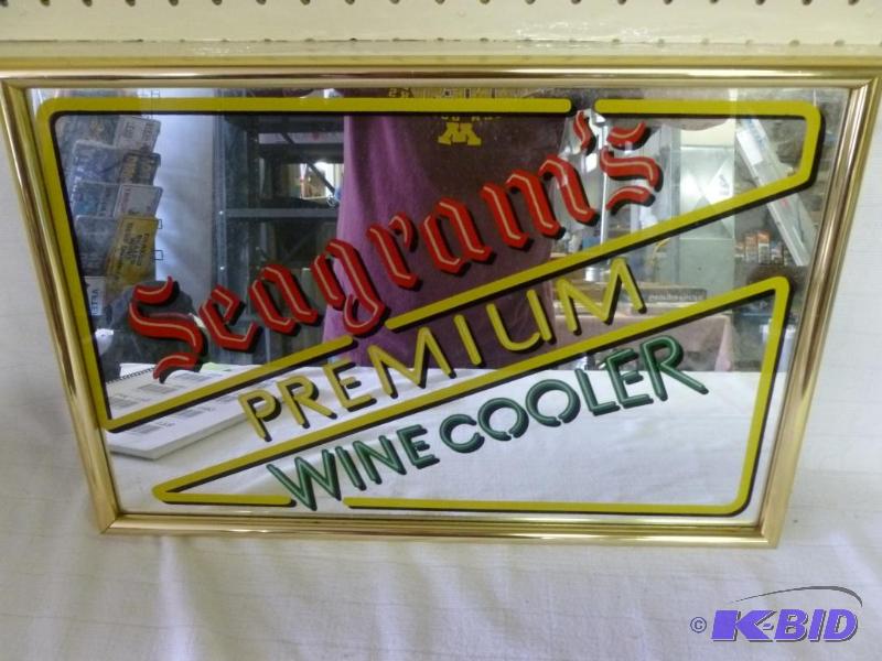lot 178 image: Seagrams framed wine cooler mirror that meas...