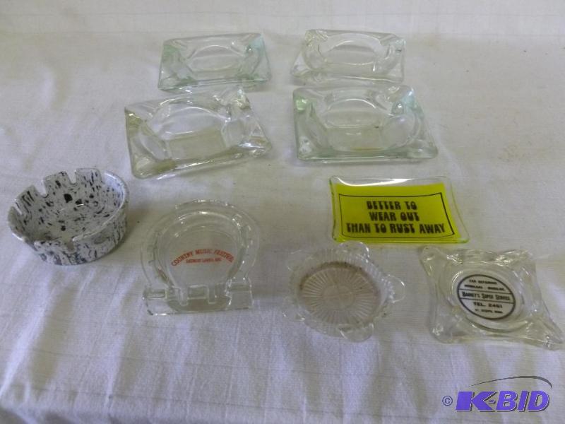 lot 187 image: Lot of nine vintage ashtrays including advert...