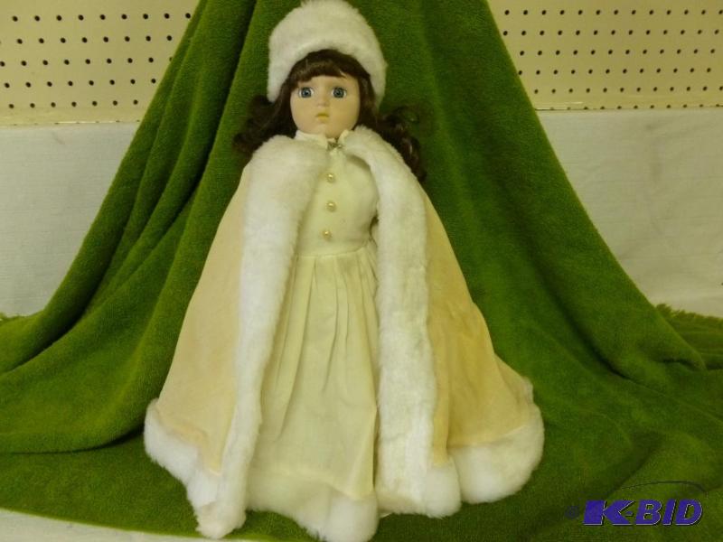 lot 28 image: Beautiful large porcelain doll with stand tha...