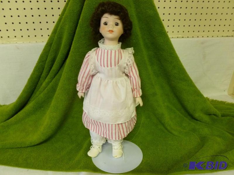 lot 29 image: Beautiful large porcelain doll with stand tha...