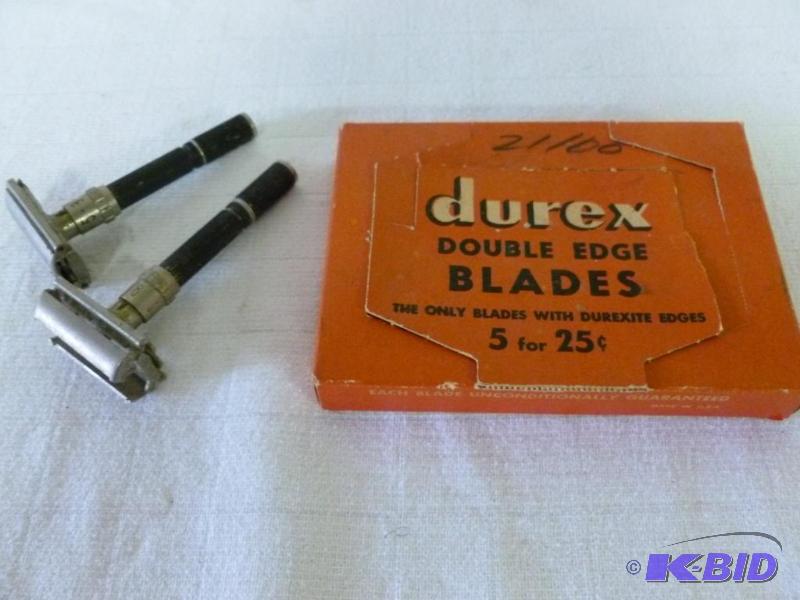 lot 36 image: Vintage Durex double edge shaving blades full...