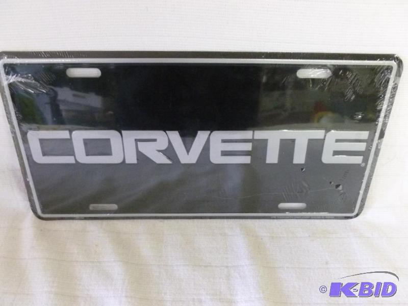 lot 87 image: Corvette embossed metal license plate sign th...