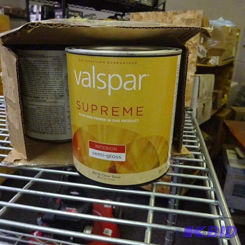 lot 122 image: Qty 8 New Valspar Supreme Interior Semi-Gloss...
