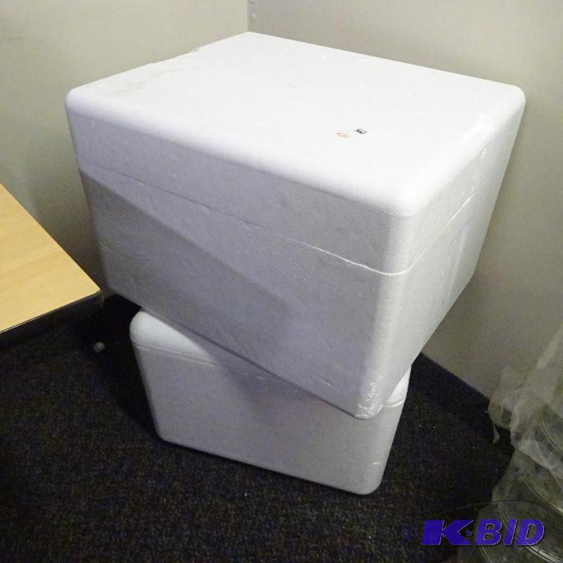 lot 157 image: Qty 2 New styrofoam shipping coolers with lid...