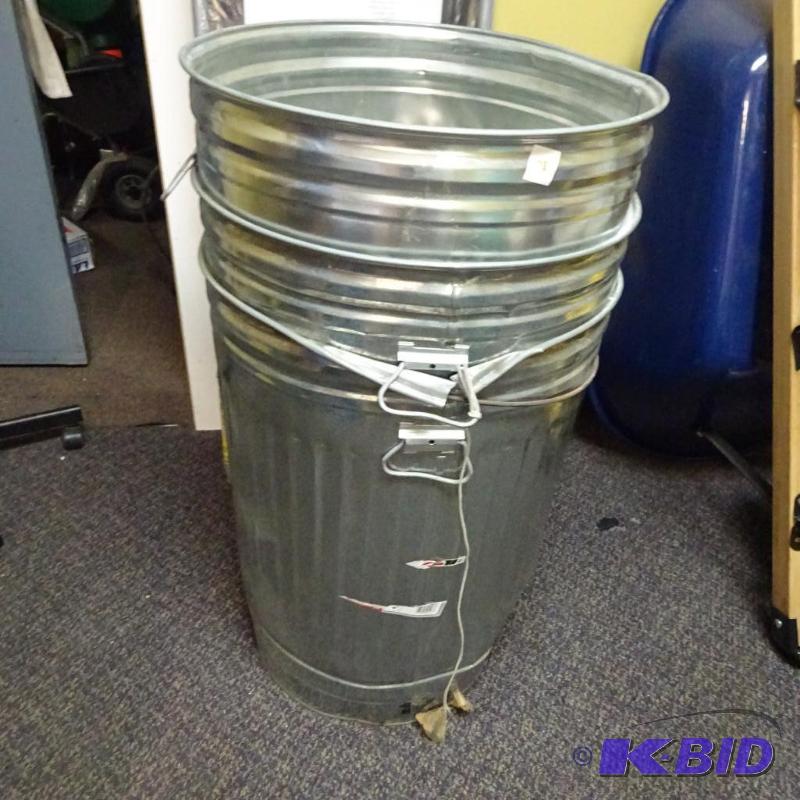 lot 178 image: NEW Qty 3 Beherns Galvanized Steel 31 Gal gar...