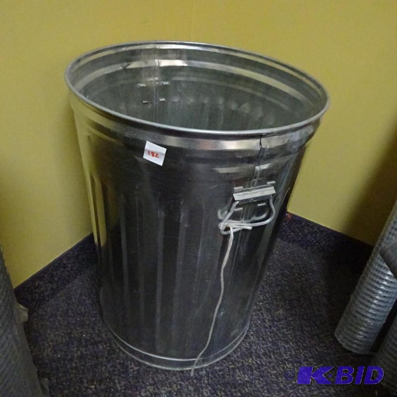 lot 182 image: NEW Beherns Galvanized Steel 20 Gal garbage c...
